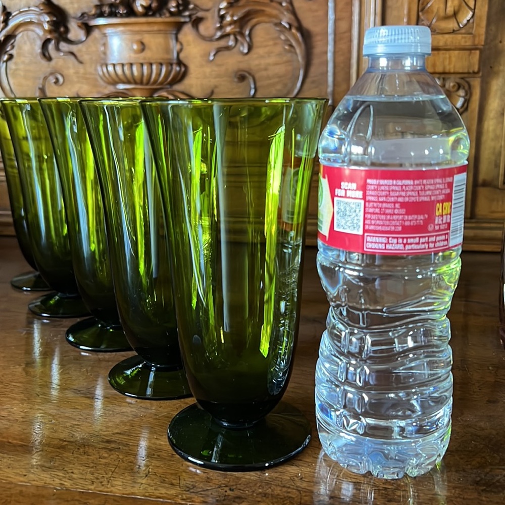 Pilsner Mid-Century Green Goblets / Tumblers 5 Total - Picture 12 of 12